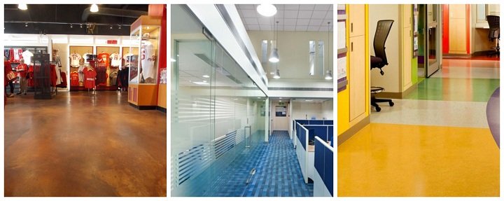 colored commercial interior floors