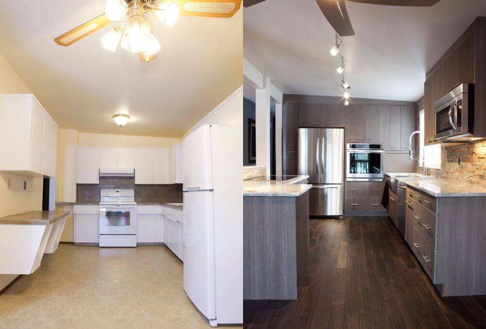 Before and after kitchen renovation