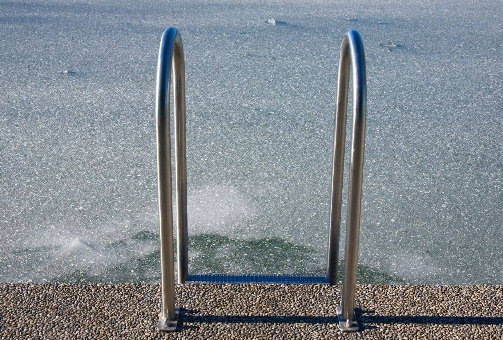 frozen swimming pool during winter