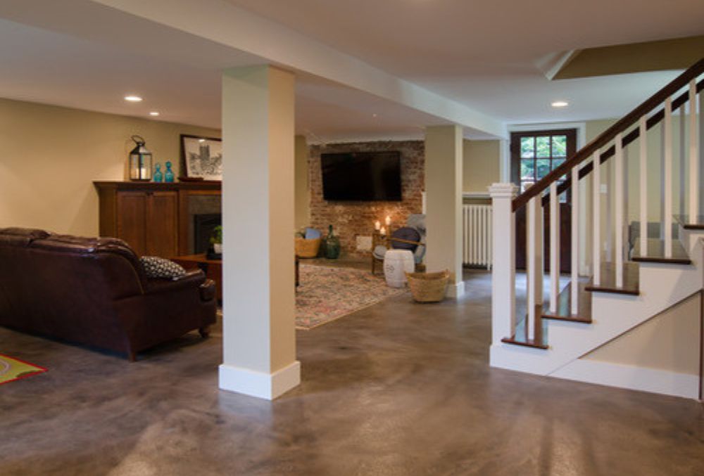 textured concrete indoor living area