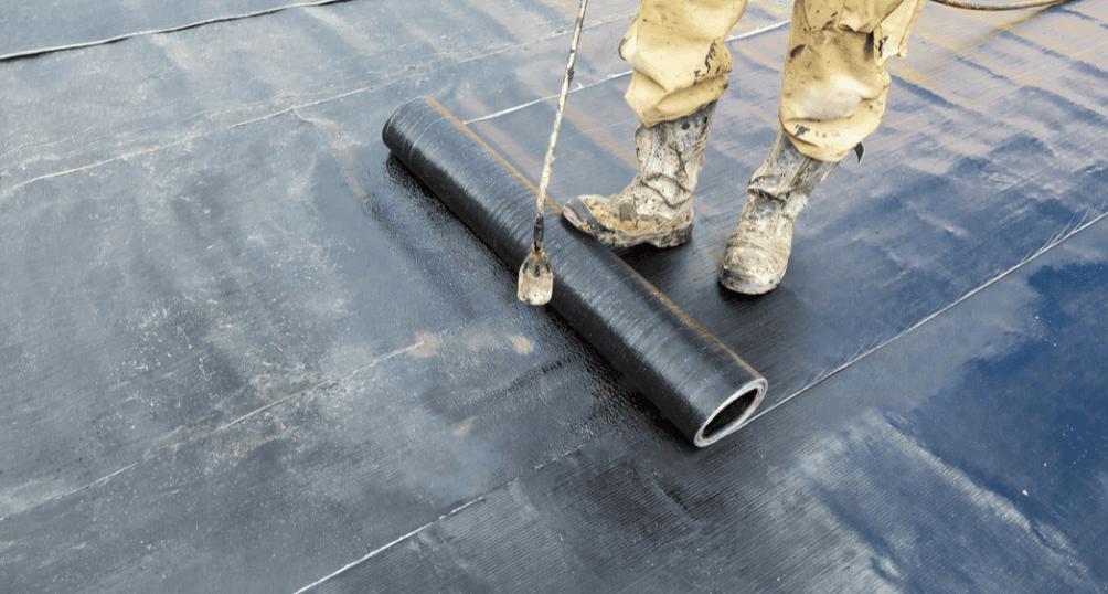 black waterproofing applied by the contractor
