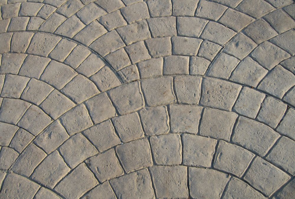 close up look of fan stamped concrete