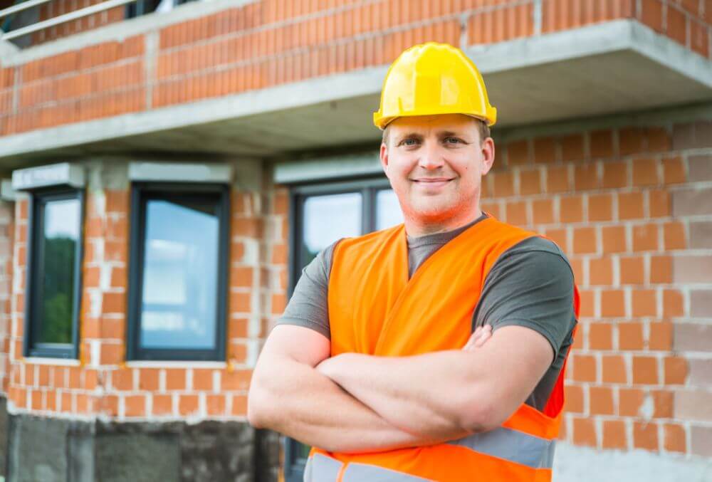 Contractor wearing an orange reflector