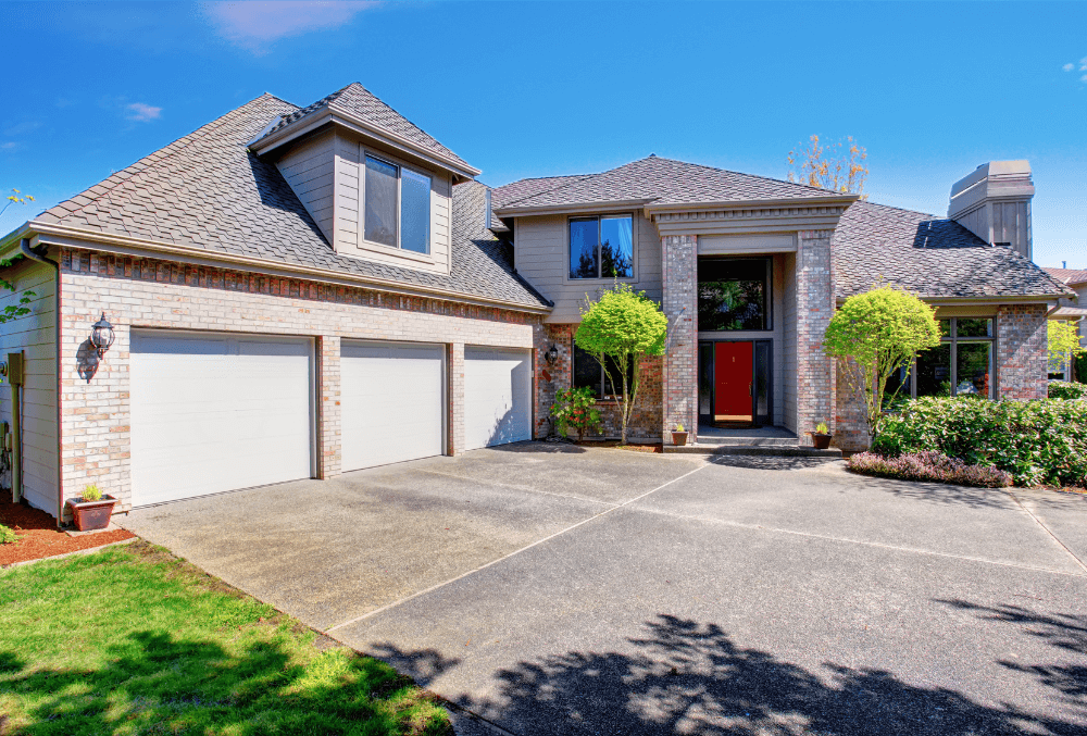 contemporary house with wide driveway