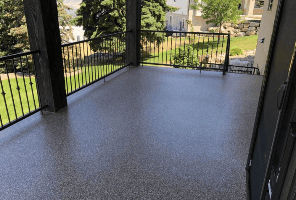 Waterproof deck coatings applied to a deck surface for protection against moisture and weather elements