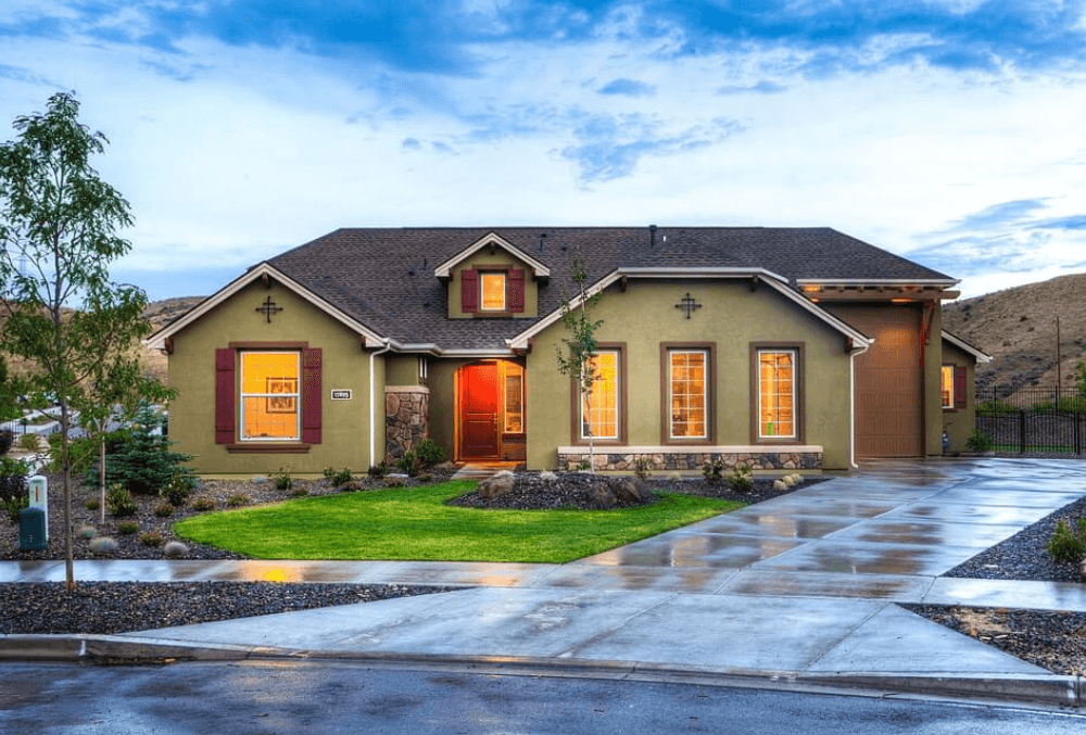 Weather-resistant concrete driveway in a residential home