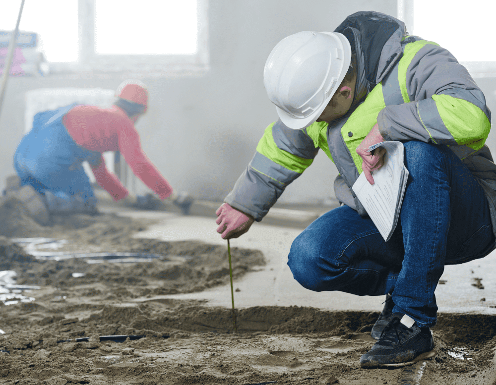 contractors working on the concrete floor