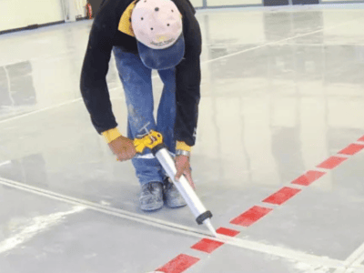 Professional contractor performing concrete joint sealant replacement to prevent water intrusion and cracks
