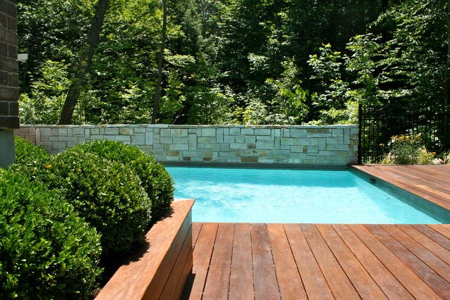 interior wood floor pool deck