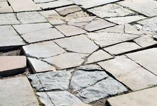 earthquake damaged sidewalk
