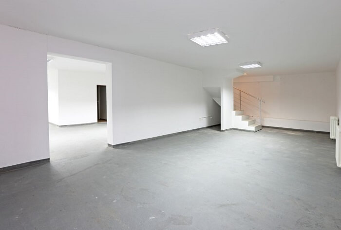 empty white basement