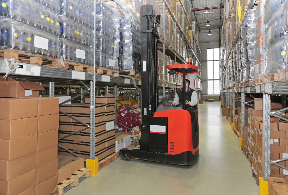 forklift in a warehouse