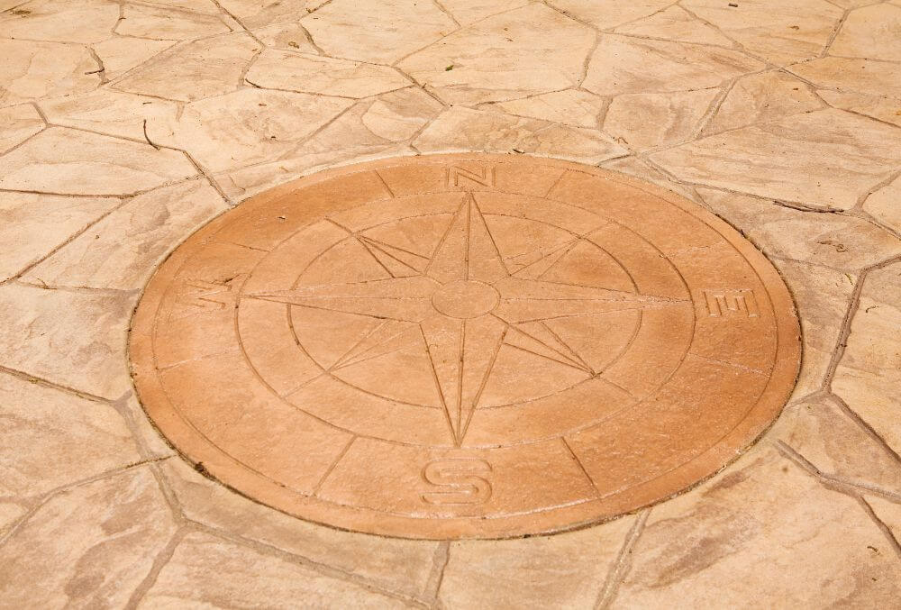 faux rug inspired carpet stamped flooring