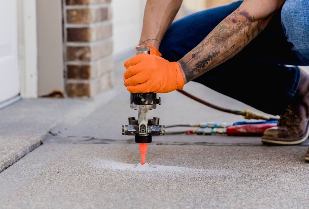 contractor repairing the concrete surface