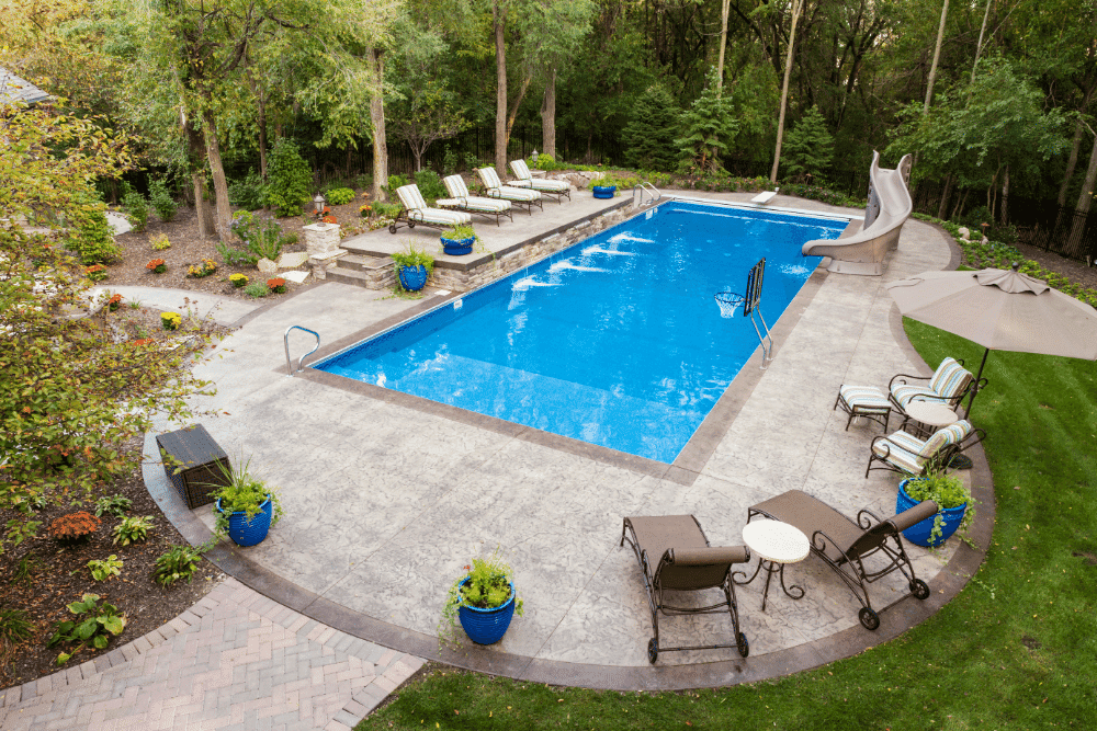 stamped concrete pool deck