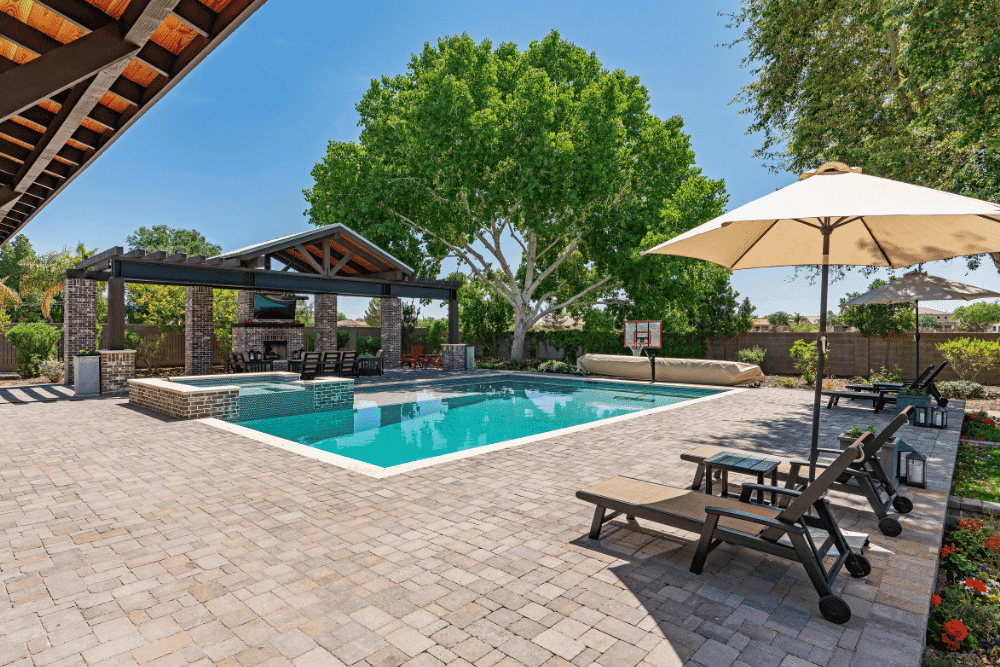 stamped concrete pool deck