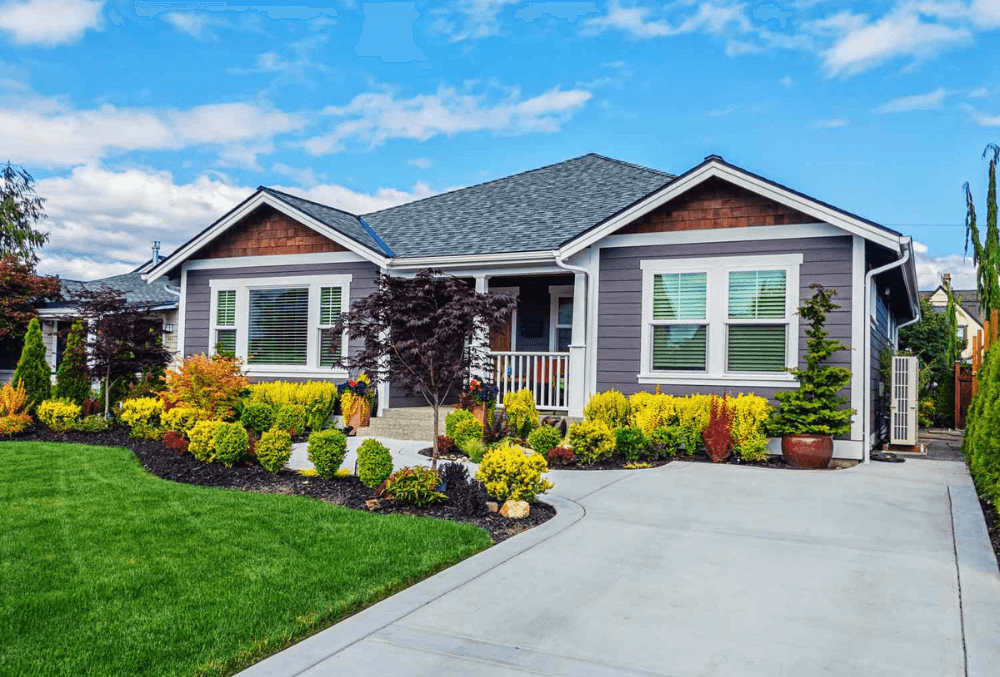 concrete driveway on residential area