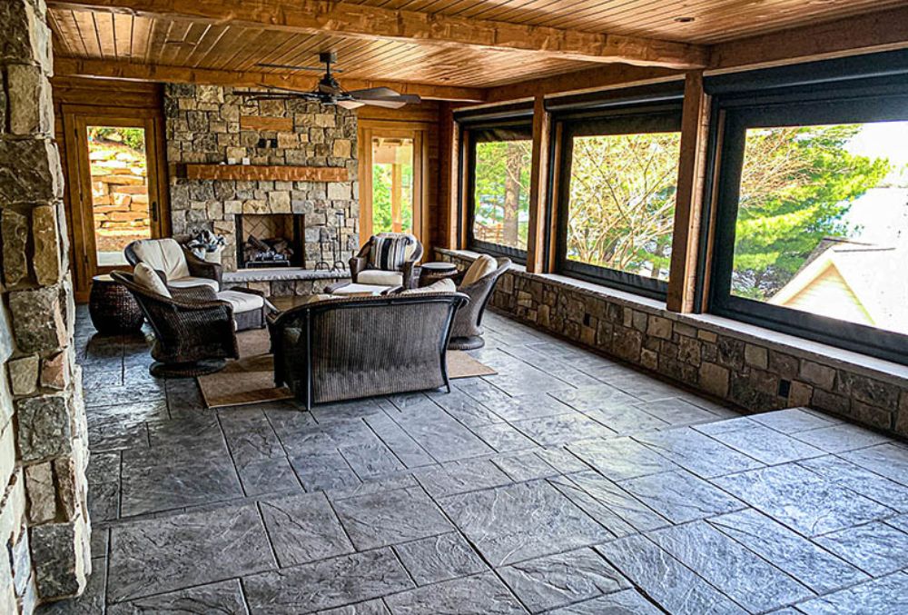 stamped concrete indoor floor